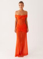 Charming Off Shoulder Maxi Dress - Orange - 图片 2