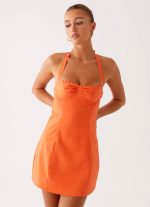 Contessa Halter Mini Dress - Orange - 图片 6
