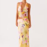 Main Act Halter Maxi Dress - Sunburst Floral