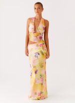 Main Act Halter Maxi Dress - Sunburst Floral