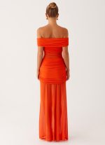 Charming Off Shoulder Maxi Dress - Orange - 图片 4