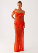 Charming Off Shoulder Maxi Dress - Orange - 图片 5
