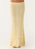 Adelaida Beaded Crochet Maxi Skirt - Yellow - 图片 3
