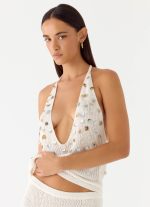Adelaida Beaded Crochet Top - Ivory - 图片 5