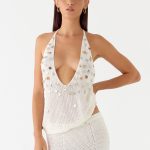 Adelaida Beaded Crochet Top - Ivory