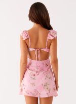 Adrina Ruffle Mini Dress - Pink Floral Print - 图片 4
