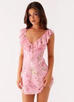 Adrina Ruffle Mini Dress - Pink Floral Print - 图片 5
