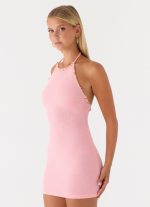 Aeline Knit Halter Mini Dress - Pink - 图片 3