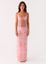 Akira Beaded Maxi Dress - Pink Orange - 图片 6