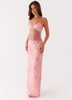 Akira Beaded Maxi Dress - Pink Orange - 图片 3