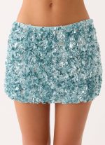 Alayna Sequin Mini Skirt - Aqua - 图片 6