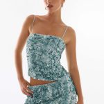 Alayna Sequin Top - Aqua