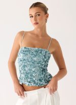 Alayna Sequin Top - Aqua - 图片 5