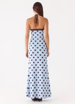 Alessandro Halter Maxi Dress - Blue Mocha Dot - 图片 4