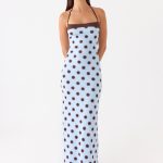 Alessandro Halter Maxi Dress - Blue Mocha Dot