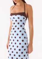 Alessandro Halter Maxi Dress - Blue Mocha Dot - 图片 5