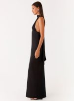 Alicia Satin Halter Maxi Dress - Black - 图片 3