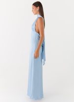 Alicia Satin Halter Maxi Dress - Baby Blue - 图片 3