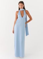 Alicia Satin Halter Maxi Dress - Baby Blue - 图片 5