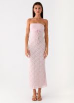 Alida Strapless Jacquard Midi Dress - Pink - 图片 5
