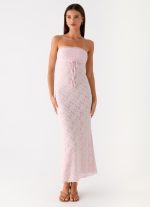 Alida Strapless Jacquard Midi Dress - Pink - 图片 6