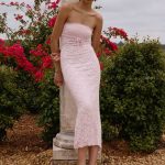 Alida Strapless Jacquard Midi Dress - Pink