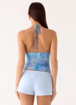 All At Once Halter Top - Aqua Paisley - 图片 4