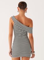 All Day Mini Dress - Black White Stripe - 图片 4