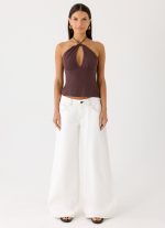 Allira Linen Halter Top - Chocolate Drizzle - 图片 4