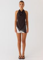 Altego Layered Backless Top - Cool Chocolate - 图片 4