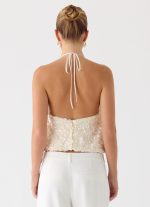 Amelita Sequin Top - Ivory - 图片 4