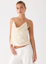 Amelita Sequin Top - Ivory