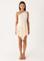 Amirose Spliced Cotton Mini Dress - Ivory - 图片 5
