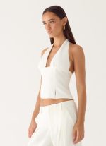 Amrita Halter Top - White - 图片 2