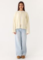 Annie One Button Cardigan - Ivory Cream - 图片 4