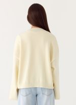 Annie One Button Cardigan - Ivory Cream - 图片 3