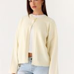 Annie One Button Cardigan - Ivory Cream
