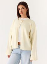 Annie One Button Cardigan - Ivory Cream