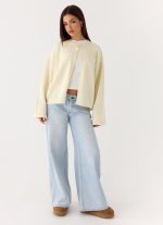 Annie One Button Cardigan - Ivory Cream - 图片 5