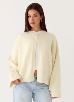 Annie One Button Cardigan - Ivory Cream - 图片 6