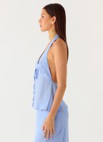 Ashlea Tie Front Top - Periwinkle - 图片 6