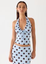 Ask You Twice Top - Blue Mocha Dot