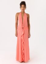Attina Halter Maxi Dress - Coral - 图片 4