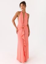 Attina Halter Maxi Dress - Coral - 图片 7