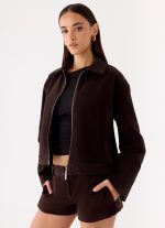 Austina Faux Suede Boxy Jacket - Chocolate - 图片 10