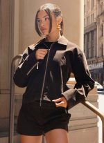 Austina Faux Suede Boxy Jacket - Chocolate - 图片 2