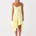 Aysha Beaded Flower Midi Dress - Yellow