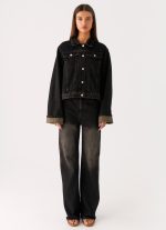 Back Again Oversized Denim Jacket - Acid Charcoal - 图片 2