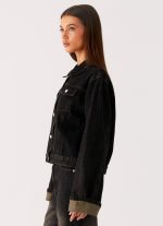 Back Again Oversized Denim Jacket - Acid Charcoal - 图片 3