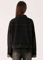Back Again Oversized Denim Jacket - Acid Charcoal - 图片 4